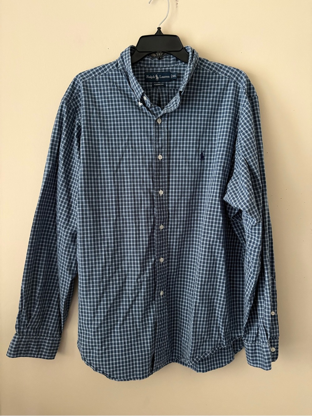 Ralph Lauren Blue and White Gingham Button-Down Shirt - Men's XXL Classic Fit